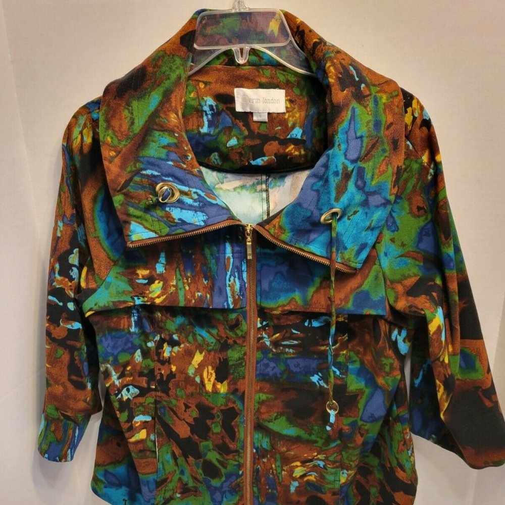 Erin London Jacket~Lightweight~S~Zip Front~Bright And Beautiful!